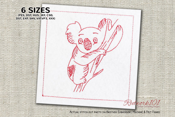 Baby Koala: Redwork Design for Boutique Apparel