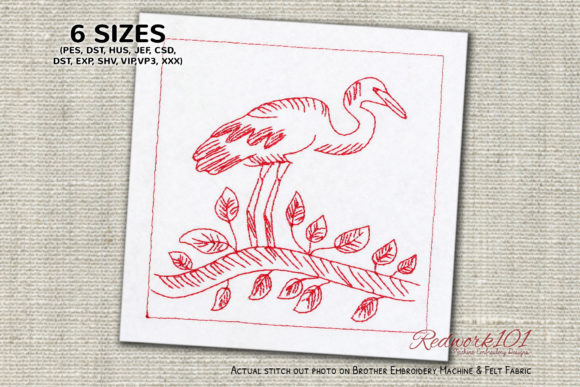 Great Egret Sitting on Branch: A Redwork Review