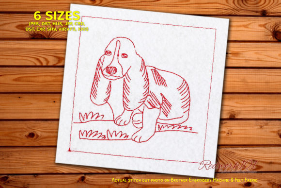 Puppy Basset Hound: A Festive Redwork Review